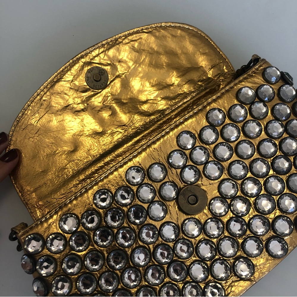 Betsey Johnson Vintage Gold Glitter and Rhinestone Purse